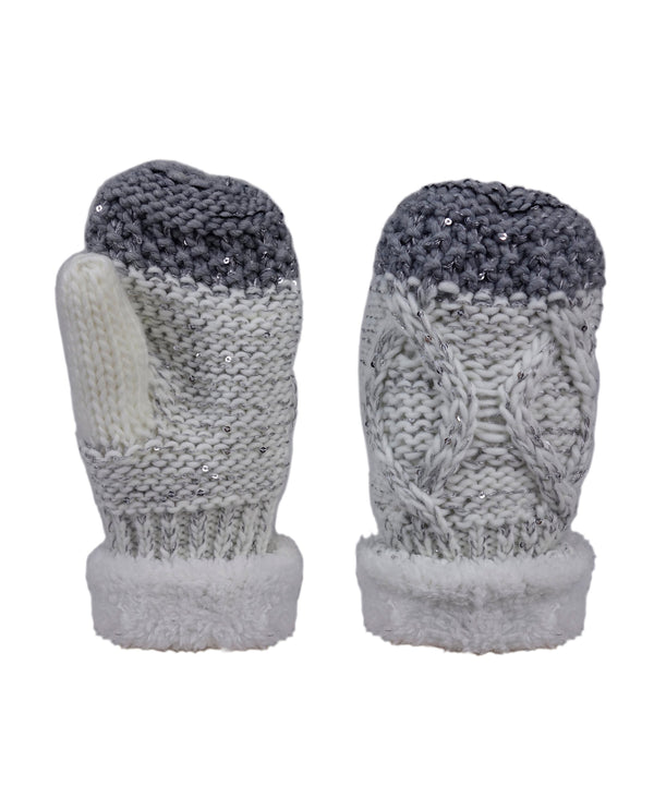 Two-Tone Winter Sky Woven Mittens GREY