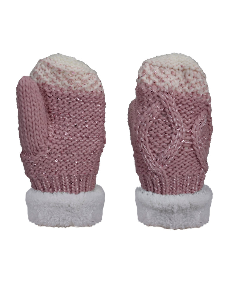 Two-Tone Winter Sky Woven Mittens PINK