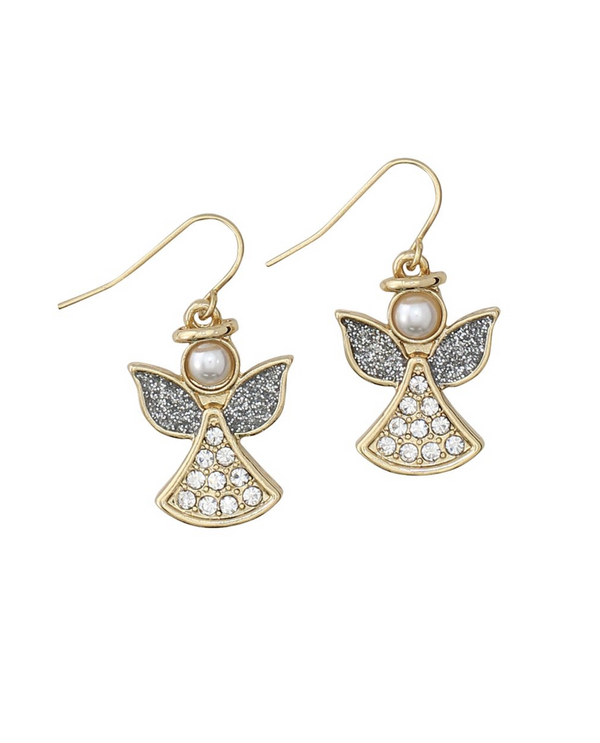 SILVER GOLD CRYSTAL ANGEL EARRING 8109569