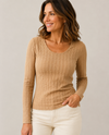 LIOR ZINA TEXTURED SCOOP NECK TOP CAMEL