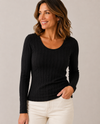 LIOR ZINA TEXTURED SCOOP NECK TOP BLACK