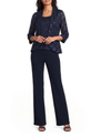 RM RICHARDS 5378P PETITES 3PC SEQUIN LACE PEPLUM JACKET PANT SET