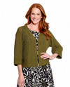 MULTIPLES M36104KM 3/4 SLEEVE DROP SHOULDER OPEN FRONT CARDIGAN OLIVE