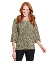 MULTIPLES M36403TP 3/4 SLV SCOOP NECK KNIT TOP W/ GROMMET OLIVE