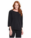 MULTIPLES M36718TP PETITES 3/4 SLV DROP SHOULDER HI-LO KNIT TOP BLACK