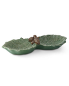 56054G 12.5 IN GREEN CERAMIC PINECONE DIVIDED DISH