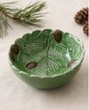 56054E 6.75 INCH GREEN CERAMIC PINECONE BOWL