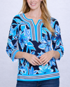 MULTIPLES M16304TM NOTCH NECK BANDED TOP MULTI