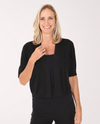 NINETY NS1430 ELBOW SLV SHRUG BLACK