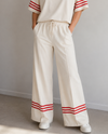 ENTRO P30627 ELASTIC WAIST WIDE LEG PANT CREAM