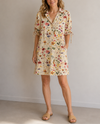 ENTRO D30881 FLORAL MINI COLLAR DRESS CREAM