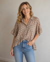 ENTRO T30641 SS RUFFLED BUTTON FRONT KHAKI
