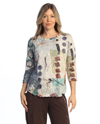 JESS & JANE SC4-2243 SIENNA 3/4 SLV TOP NAVY