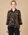 MOONLIGHT 4317 ABSTRACT JACKET W/ ZIPPER POCKET BROWN/BLACK MUTI