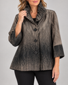MOONLIGHT 3420 ABSTRACT WIDE SLEEVE RUFFLE COLLAR JACKET BROWN/BLACK MULTI