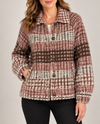 FATE FW15741 PLAID BUTTON FRONT FUZZY SWEATER JACKET