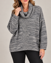 FATE FW11047 MARLED COWL NECK SWEATER DENIM BLUE