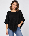 DREAMERS TA1294-B SPARKLE KNIT PONCHO SWEATER BLACK