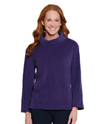 MULTIPLES M46105TP PETITE 3/4 SLV DROP TURTLE NECK TOP EGGPLANT