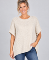 DREAMERS Y9610-R CABLE KNIT PONCHO SWEATER OATMEAL