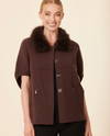 DOLCE CABO 74017-FF FAUX FUR TRIM CARDIGAN ESPRESSO
