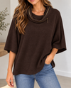 CREATION AM919 ZIPPER COWL NECK TOP