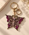 BUTTERFLY KY752 KEY CHAIN/PURSE CHARM PINK/GOLD