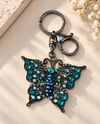 BUTTERFLY KY752 KEY CHAIN/PURSE CHARM TEAL/SILVER
