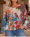 MADE IN ITALY NYL34 O/S WINTER DEER PRINTED KNIT SWEATER ONE SIZE