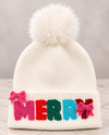 MERRY BOWS CHENILLE LETTER BEANIE 76758-F WHITE
