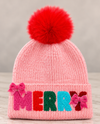 MERRY BOWS CHENILLE LETTER BEANIE 76758-F PINK