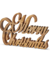 55330B 17 IN DARK BROWN WOOD 'MERRY CHRISTMAS' CUTOUT
