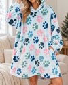JOYFUL PAWPRINT OVERSIZE BLANKET PULLOVER