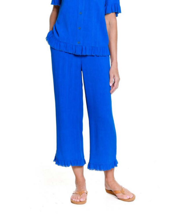 MULTIPLES M25706PM DRAWSTRING RUFFLE HEM PANT