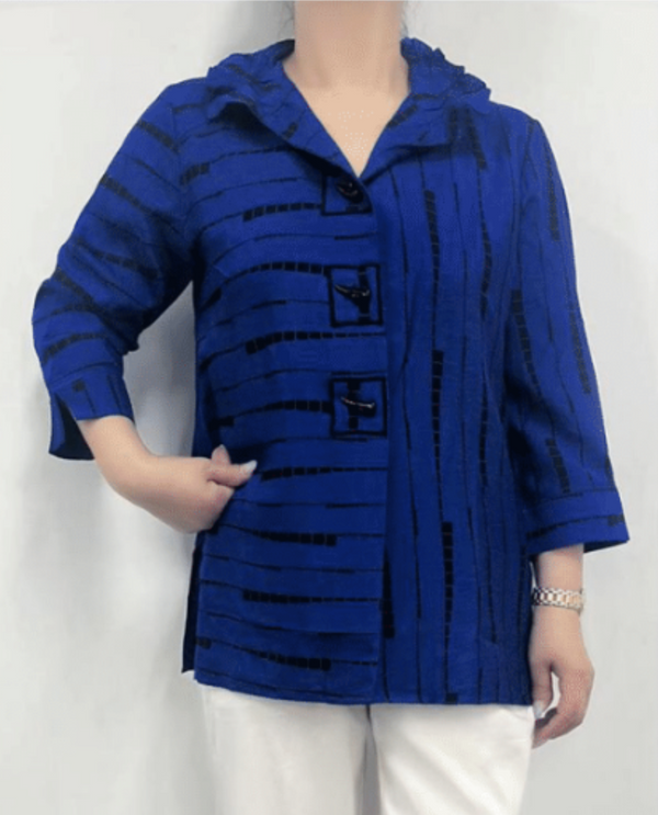 CREATION AM369 LINE PATTERN BTTN TOP ROYAL/BLACK