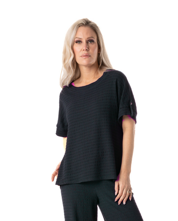 PURE ESSENCE 599-4992 SCOOP NCK TEXTURED TOP