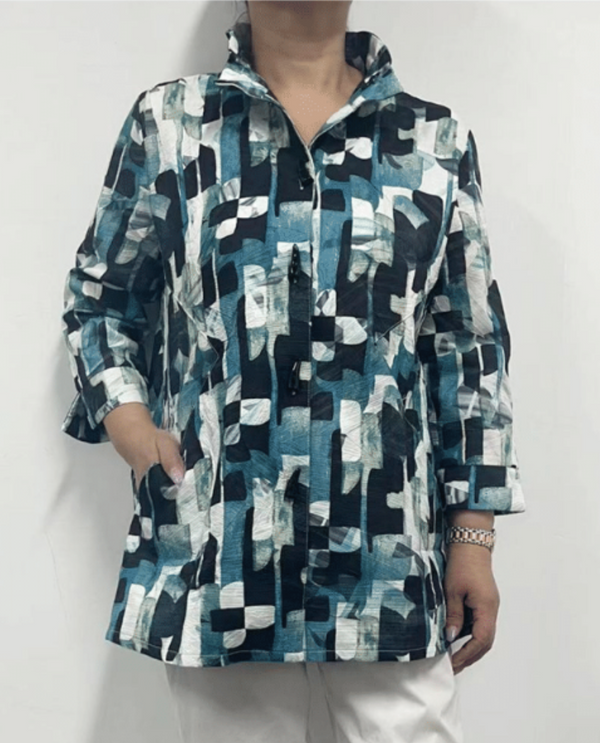 CREATION AM343 HORN BTTN WIRE COLLAR TOP BLACK/BLUE