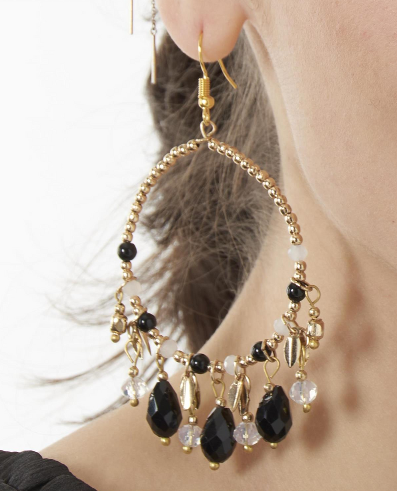 K&K 85474A CRYSTAL HOOP EARRING