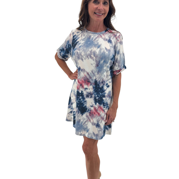 JILLIAN PETITE TIE DYE T-SHIRT DRESS