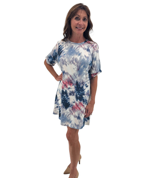 JILLIAN 60641 PETITE TIE DYE T-SHIRT DRESS JILLIAN 60641 PETITE TIE DYE T-SHIRT DRESS
