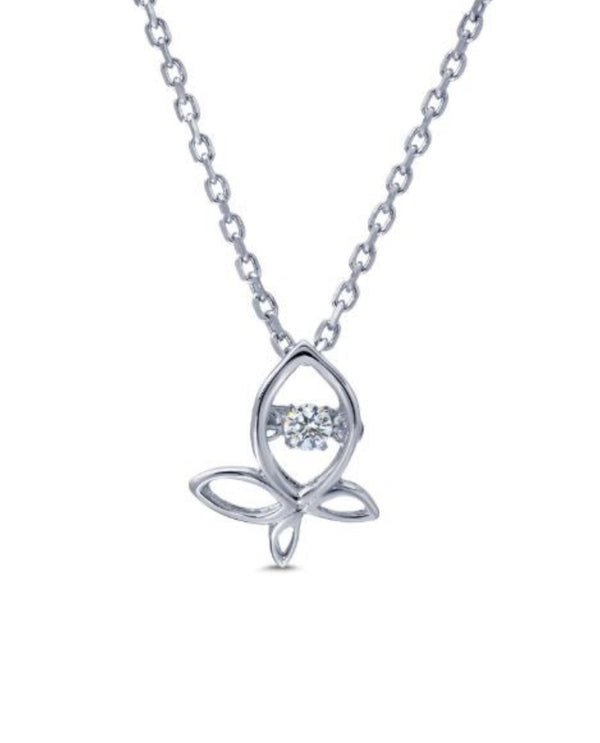 10779 STERLING SILVER DANCING STONE BUTTERFLY NECKLACE