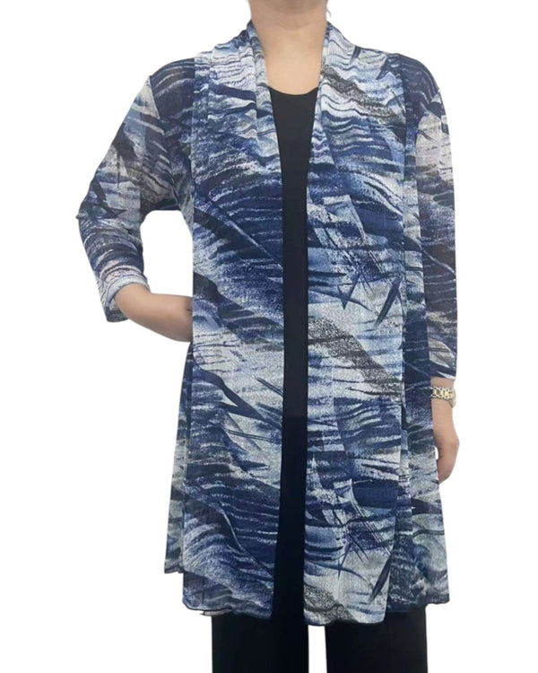 CREATION A303 H8 PRINT MESH CARDIGAN