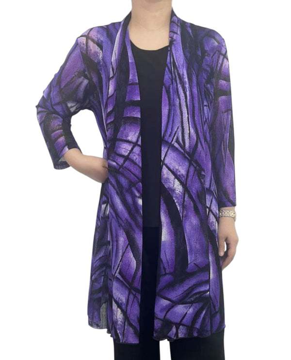 CREATION A303 H4 PRINT MESH CARDIGAN