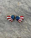 UE739-C USA HEART FLAG CLIP EARRINGS