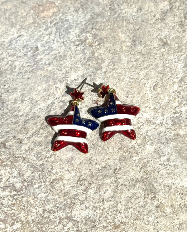 UE440 USA FLAG STAR POST EARRING