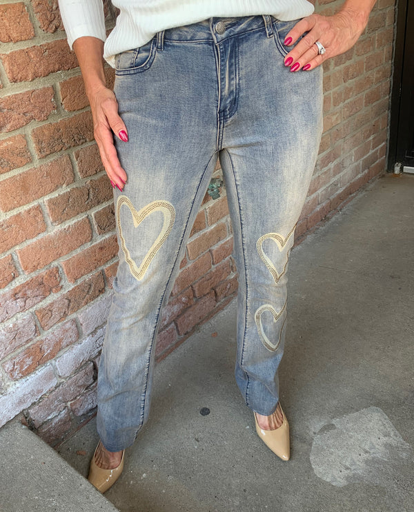 AZI Z12471 JEANS WITH HEARTS BRONZE