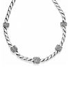 Silver twisted rope Brighton JN3482 Meridian Necklace with stations of Swarovski