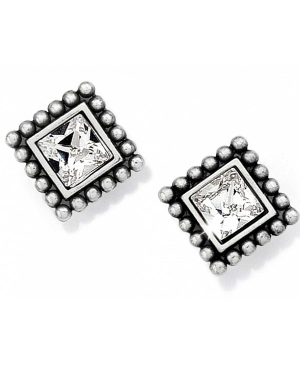 Brighton J20602 Sparkle Square Mini Post Earrings square silver Swarovski stud earrings