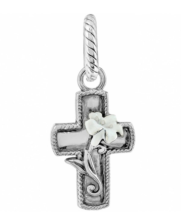 Silver Brighton JC1013 Easter Lily Cross Charm with gorgeous white lily 