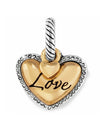 Silver gold Brighton J99811 Big Love Charm golden heart with silver outline that says love